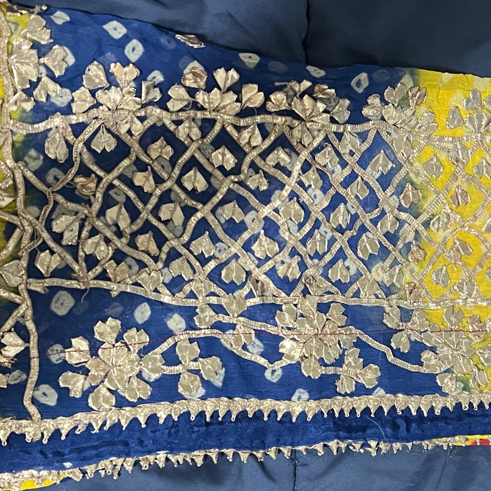 Multicolor Long Sleeve Dress with Gold Accents